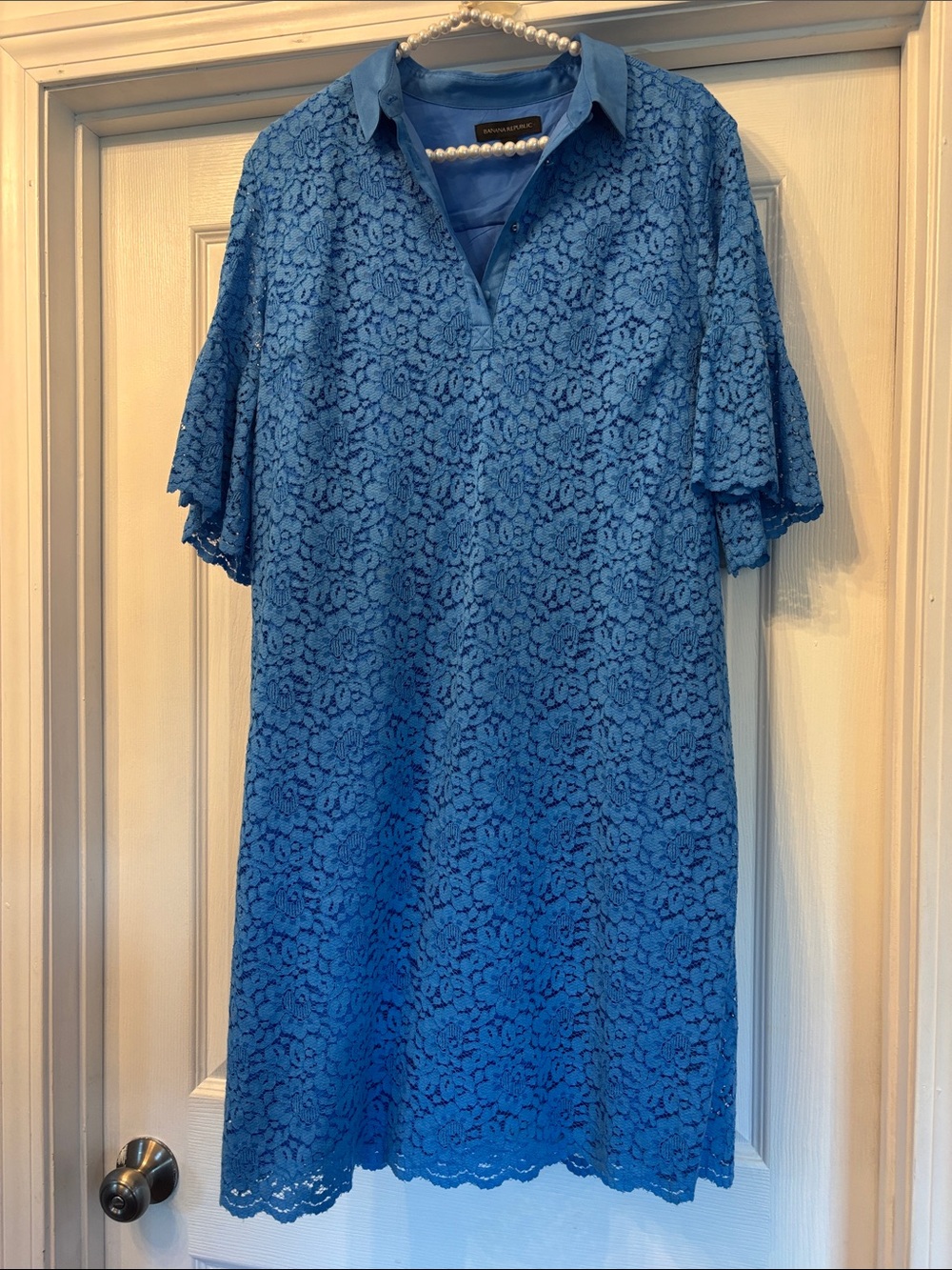Banana Republic Blue Lace Polo Midi Dress